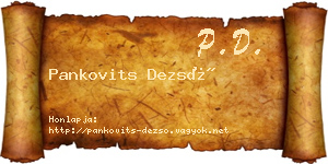 Pankovits Dezső névjegykártya